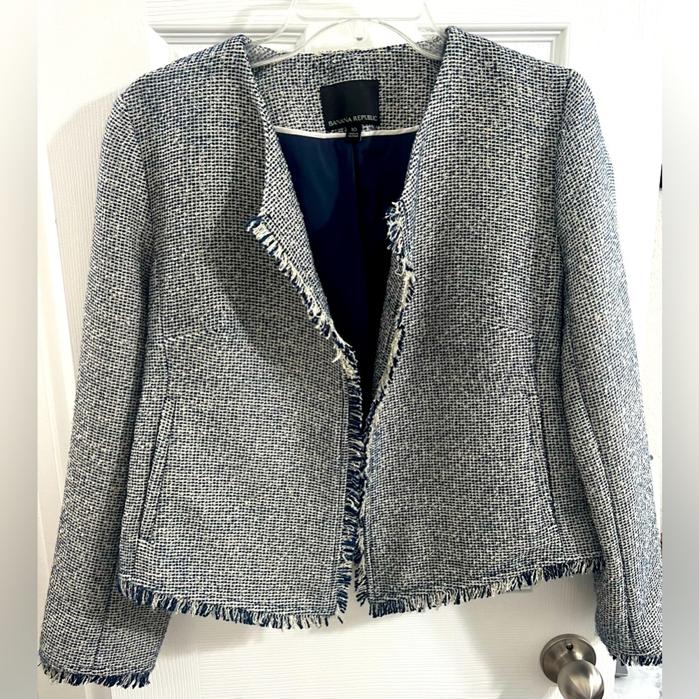 Banana republic navy tweed suit set - jacket and skirt